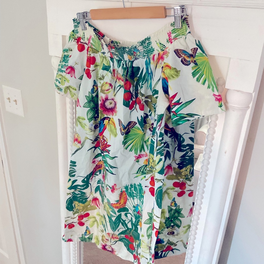 J Crew Tropical Off Shoulder Dress